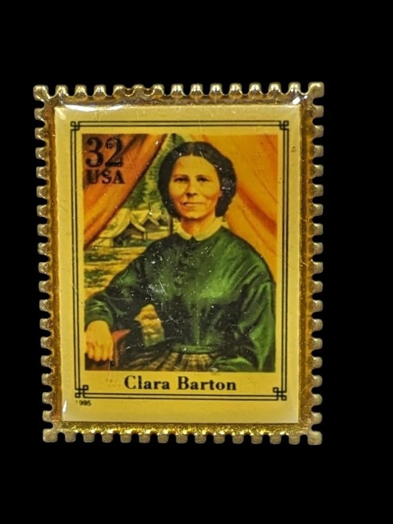 Vintage 90s Clara Barton Stamp Usps Officially Licensed Lapel Pin